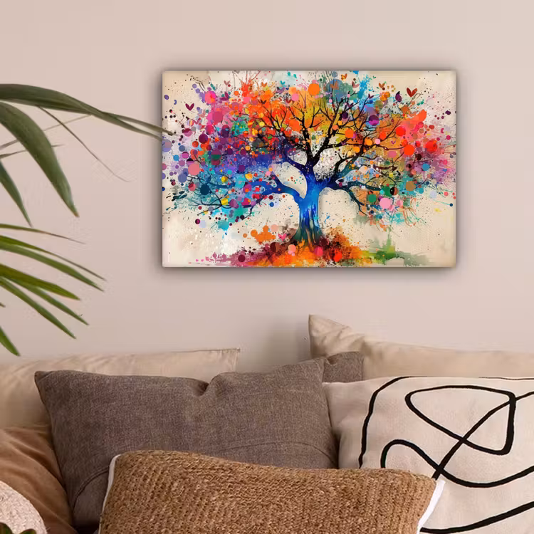 Levensboom - Natuur - Kleurrijk - Boom canvas 2cm klein -sfeer1