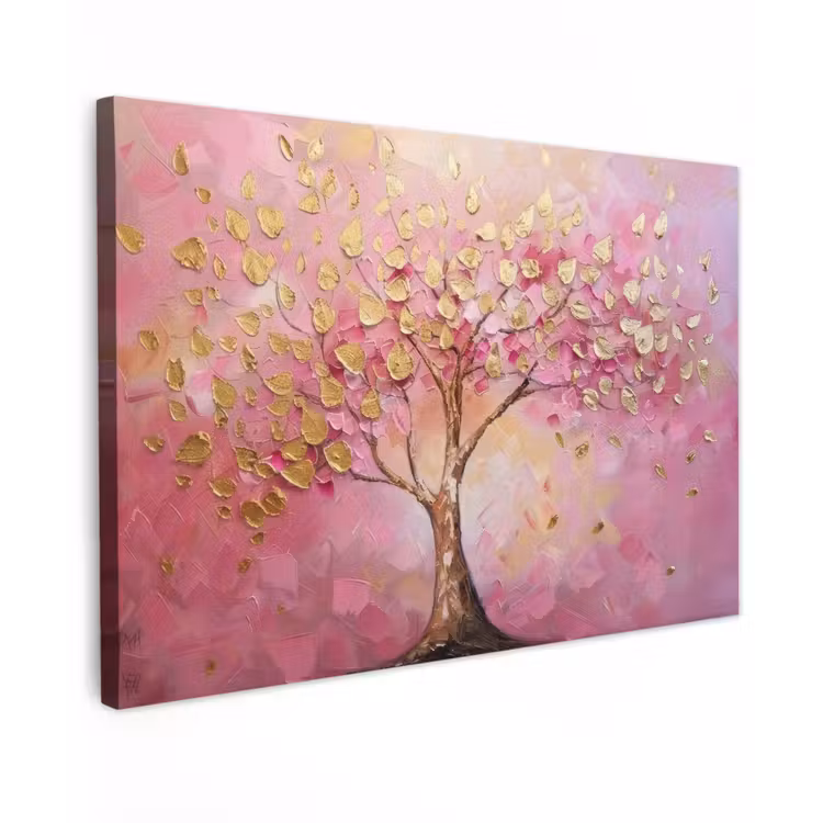 Boom - Roze - Goud - Modern canvas 2cm klein -z3d