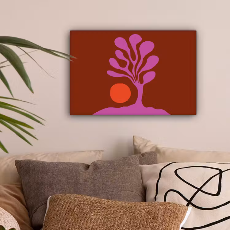 Boom - Paars - Cirkel - Vloeiend canvas 2cm klein -sfeer1