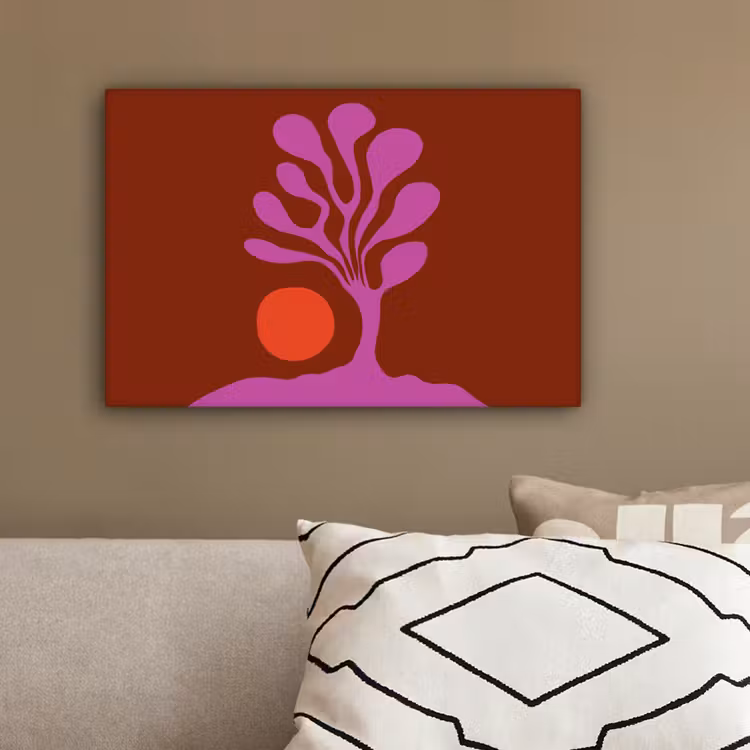 Boom - Paars - Cirkel - Vloeiend canvas 2cm klein -sfeer3