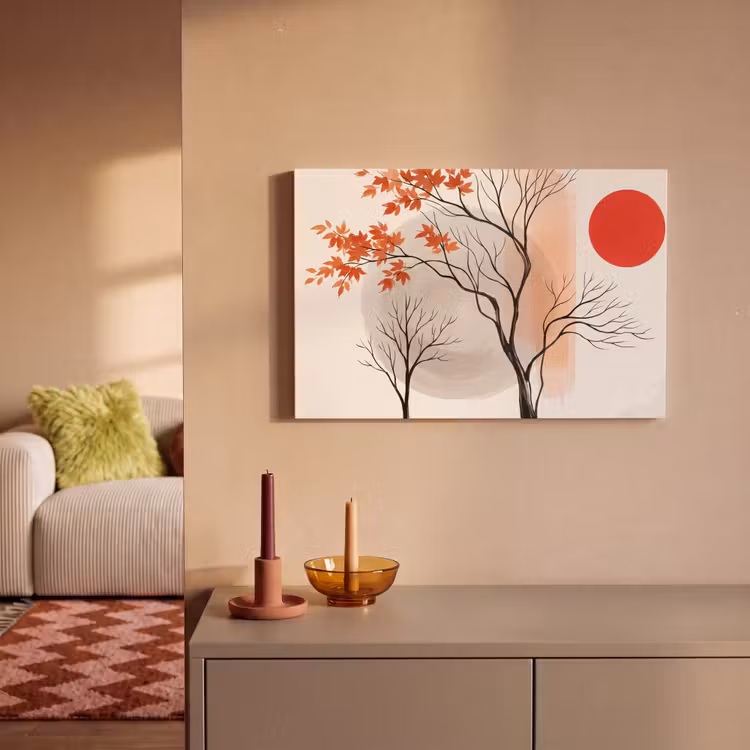Canvas Print - Tree - Red - Abstract - Boom - Rood - Abstract canvas 2cm klein
