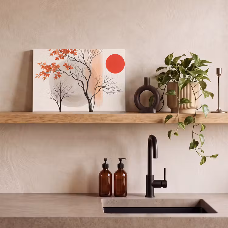 Canvas Print - Tree - Red - Abstract - Boom - Rood - Abstract canvas 2cm klein