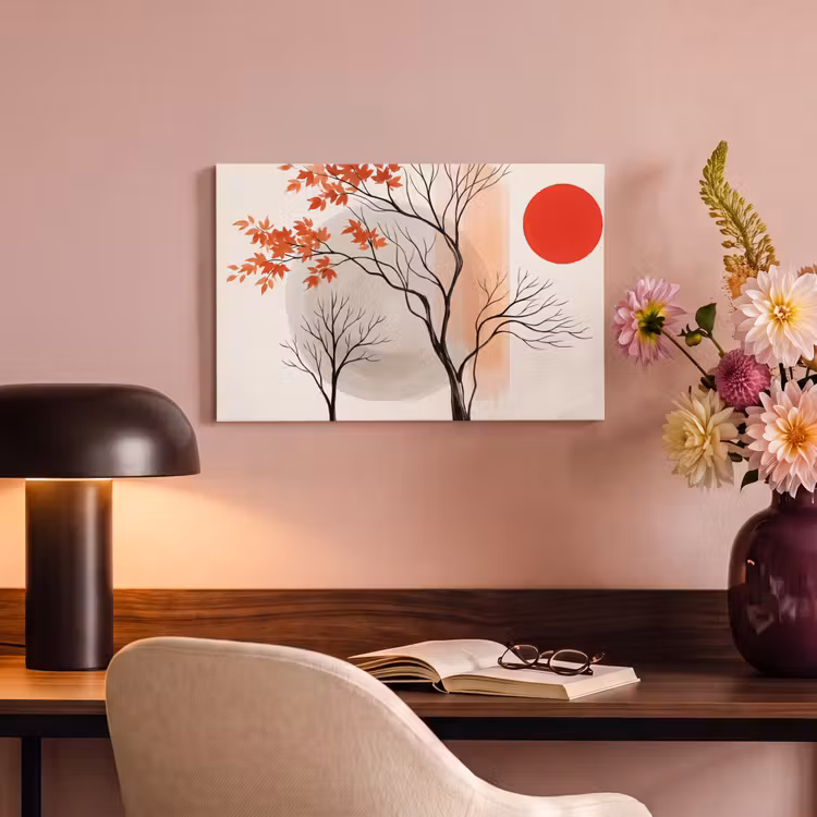 Canvas Print - Tree - Red - Abstract - Boom - Rood - Abstract canvas 2cm klein