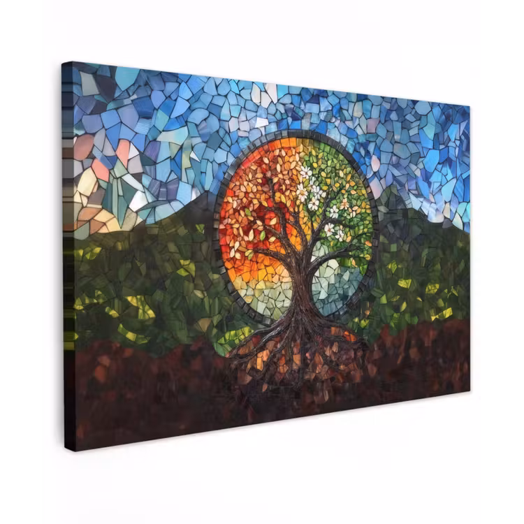 Boom - Seizoenen - Mozaïek - Bergen canvas 2cm klein -z3d