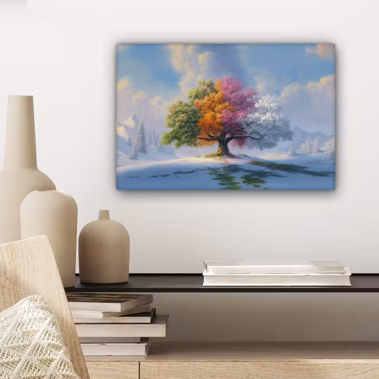 Boom - Seizoenen - Winter - Landschap canvas 2cm klein -sfeer6