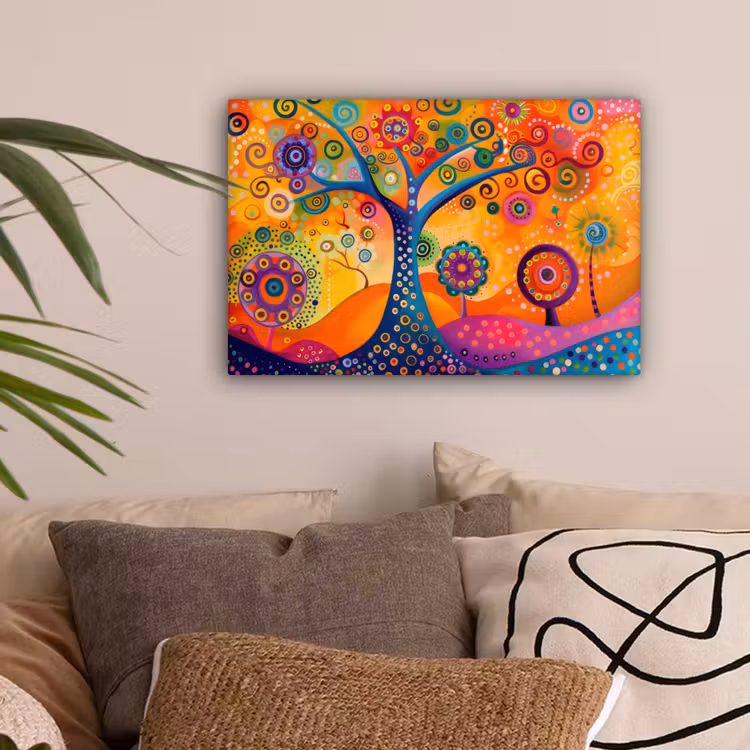 Boom - Levensboom - Abstract - Kleurrijk canvas 2cm klein -sfeer1