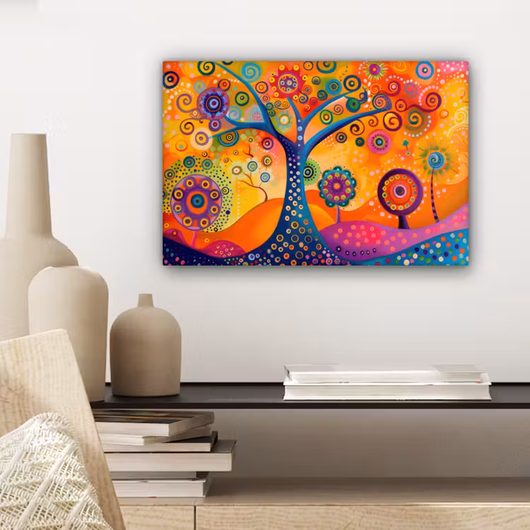 Boom - Levensboom - Abstract - Kleurrijk canvas 2cm klein -sfeer6