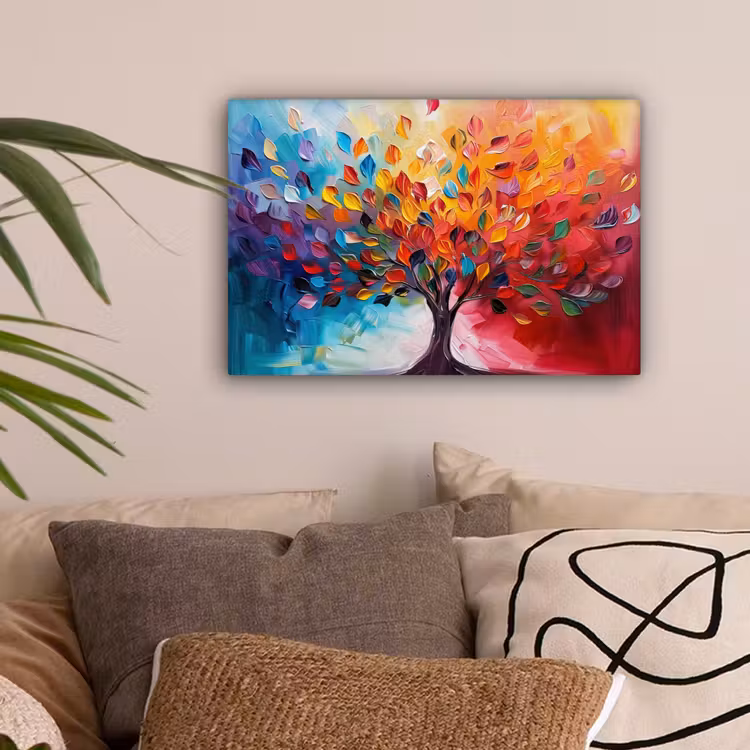 Boom - Levensboom - Kleurrijk - Abstract canvas 2cm klein -sfeer1