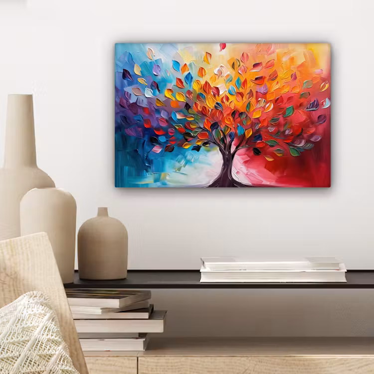 Boom - Levensboom - Kleurrijk - Abstract canvas 2cm klein -sfeer6