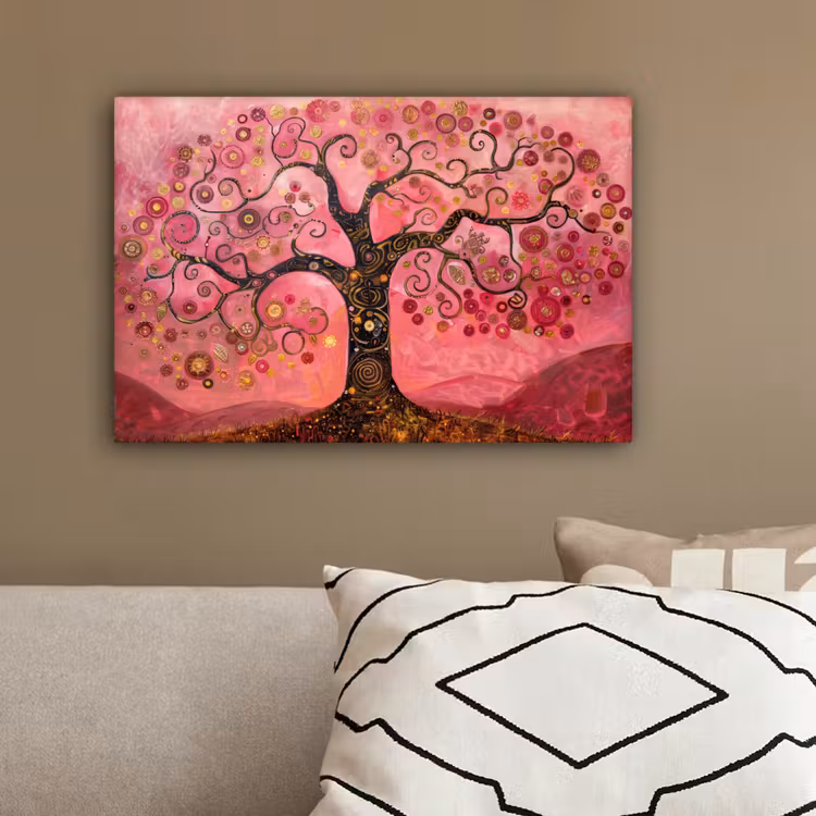 Boom - Levensboom - Roze - Goud canvas 2cm klein -sfeer3
