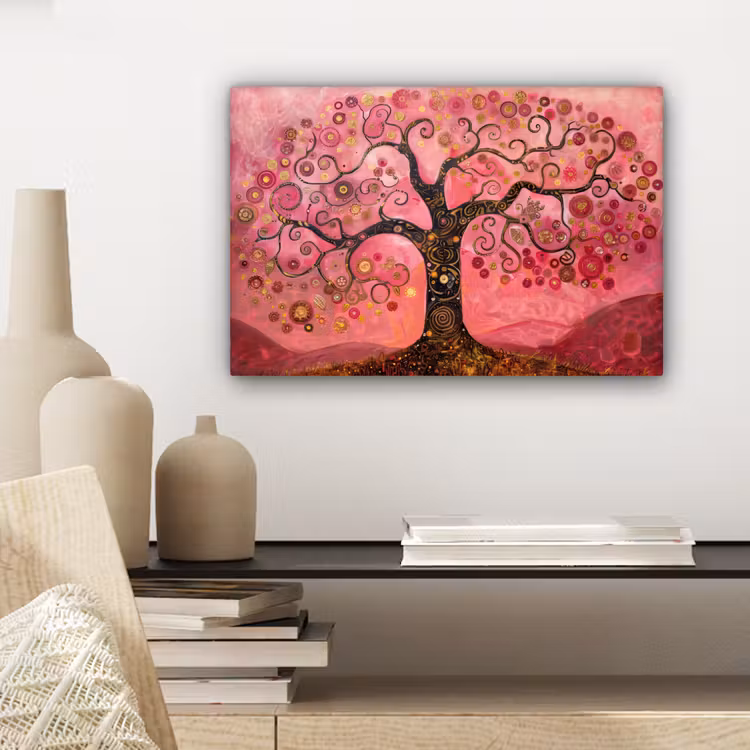 Boom - Levensboom - Roze - Goud canvas 2cm klein -sfeer6