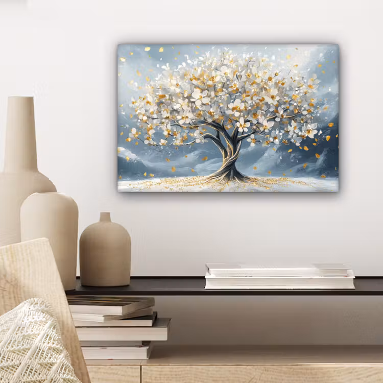 Boom - Winter - Levensboom - Modern - Goud canvas 2cm klein -sfeer6