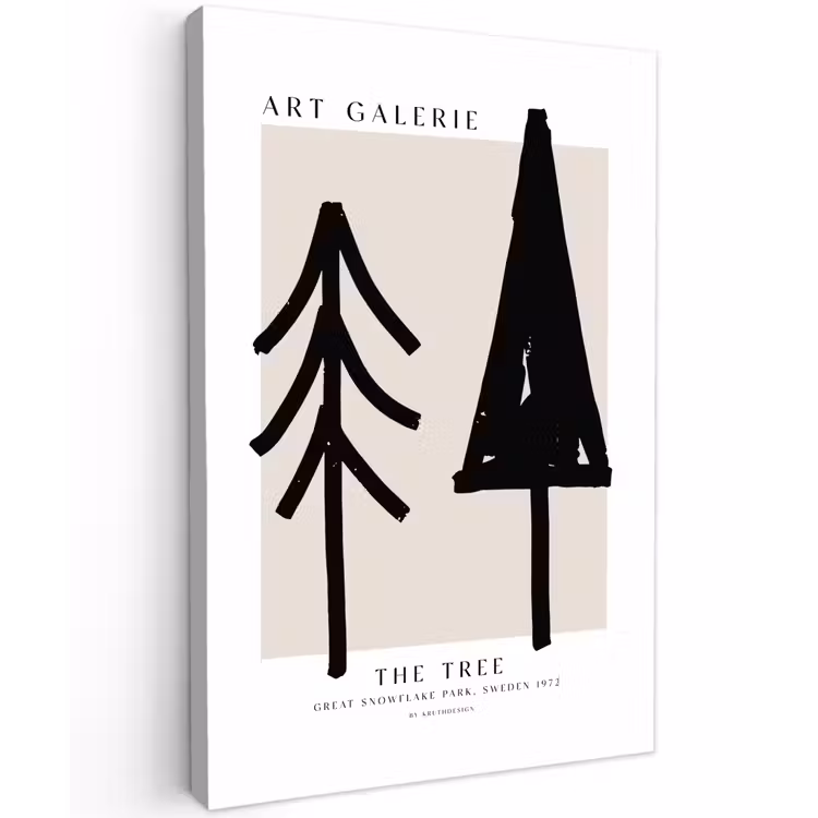 Bomen - Kerst - Zwart - Feest canvas 2cm klein -z3d