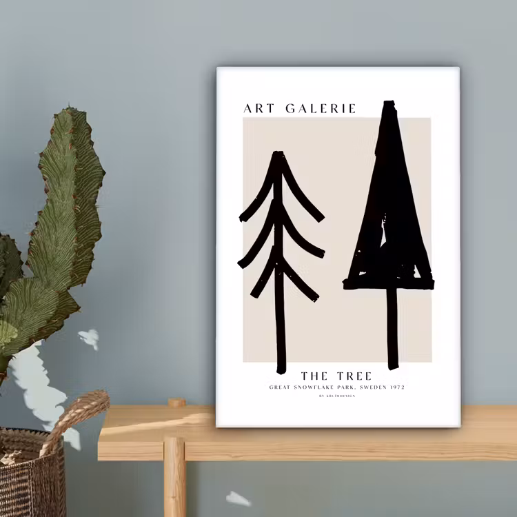 Bomen - Kerst - Zwart - Feest canvas 2cm klein -sfeer4