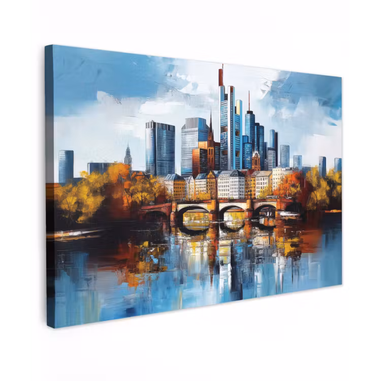 Bomen Frankfurt- Stad - Skyline - Brug canvas 2cm klein -z3d