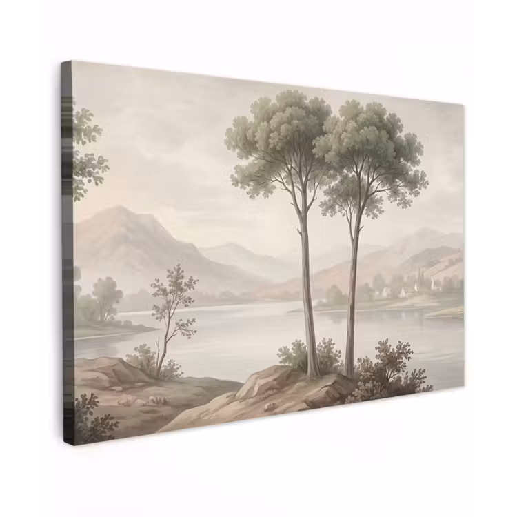 Bomen - Meer - Bergen - Illustratie canvas 2cm klein -z3d