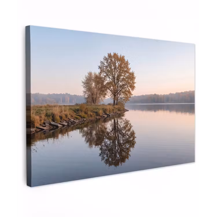 Bomen - Reflectie - Water - Zonsopgang - Serene canvas 2cm klein -z3d