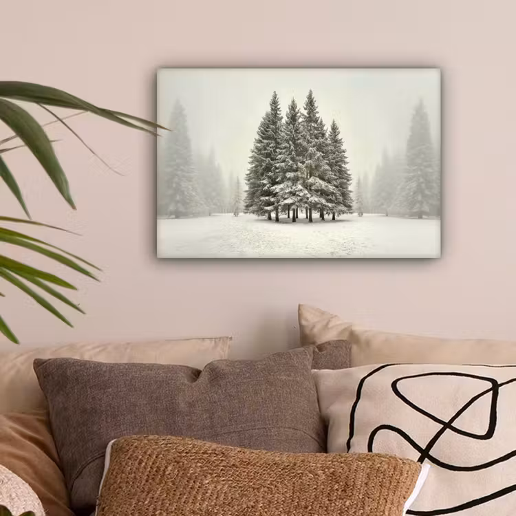Bomen - Sneeuw - Wit canvas 2cm klein -sfeer1