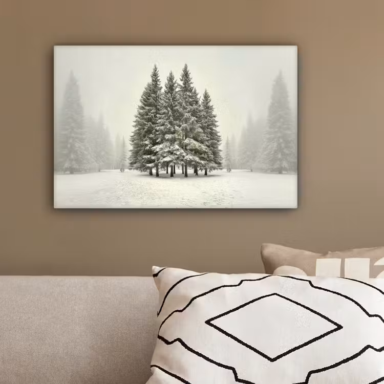 Bomen - Sneeuw - Wit canvas 2cm klein -sfeer3