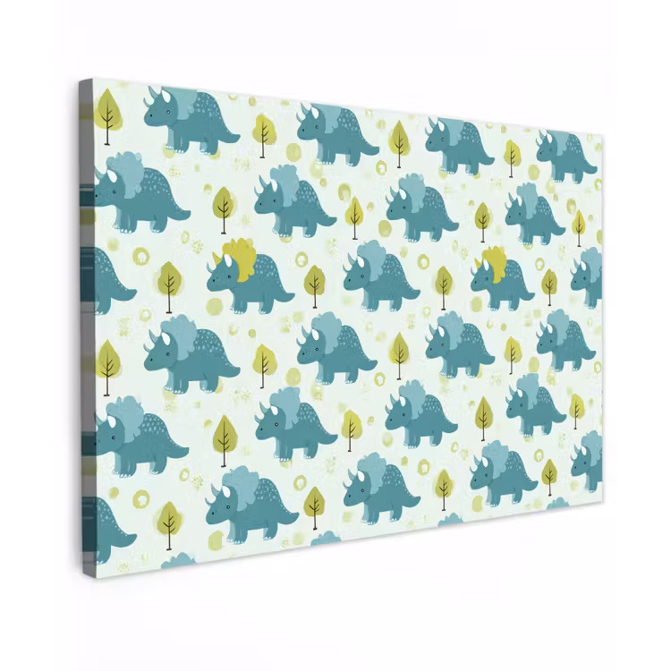 Triceratop - Blauw - Stippen - Boompjes canvas 2cm klein -z3d