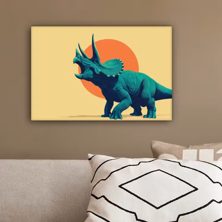 Triceratops - Cirkel - Oranje - Hoorns canvas 2cm klein -sfeer3