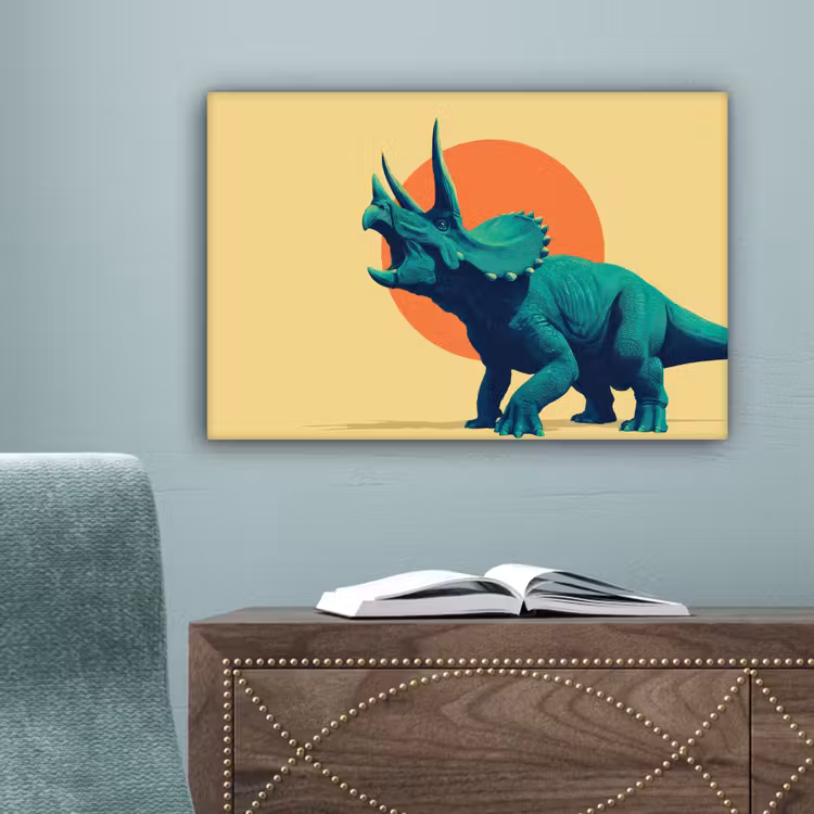 Triceratops - Cirkel - Oranje - Hoorns canvas 2cm klein -sfeer4