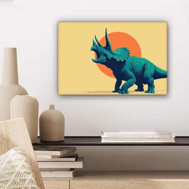 Triceratops - Cirkel - Oranje - Hoorns canvas 2cm klein -sfeer6