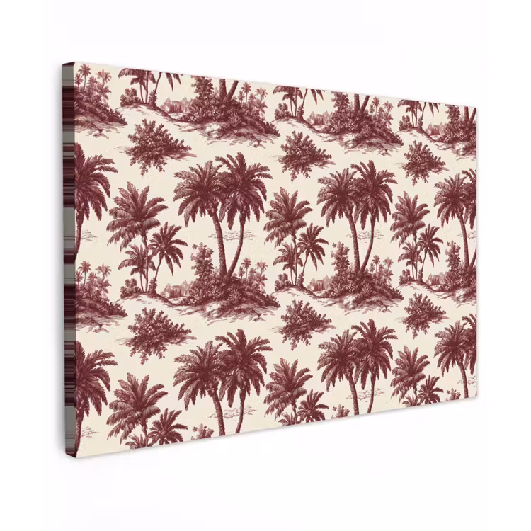 Tropisch - Geometrisch - Bordeauxrood canvas 2cm klein 34 -z3d