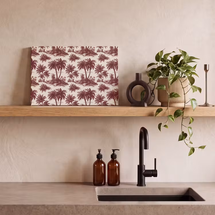 Tropisch - Geometrisch - Bordeauxrood canvas 2cm klein 34 -sfeer3