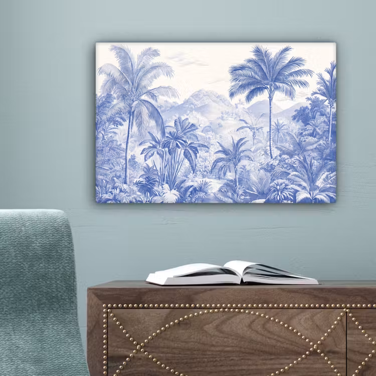 Tropisch - Jungle - Blauw canvas 2cm klein -sfeer4