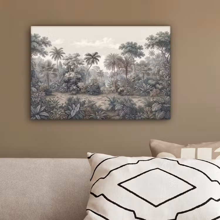 Tropisch - Landschap - Illustratie canvas 2cm klein -sfeer3