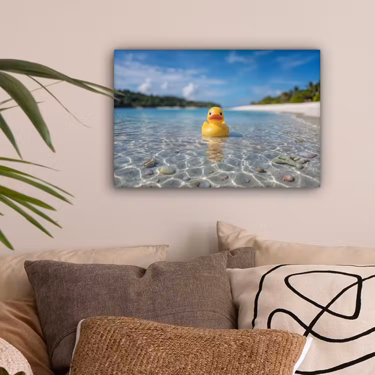 Tropisch - Badeend - geel canvas 2cm klein -sfeer1