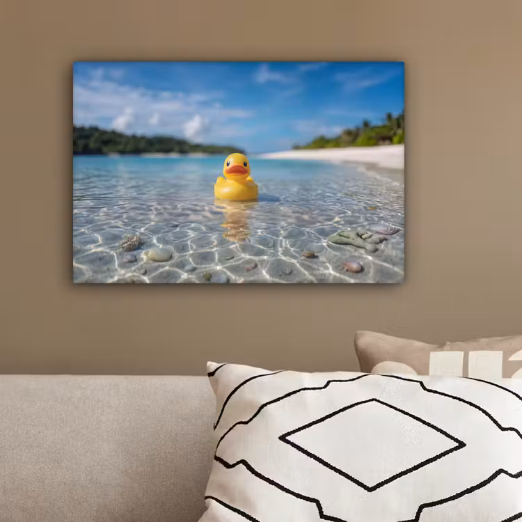 Tropisch - Badeend - geel canvas 2cm klein -sfeer3