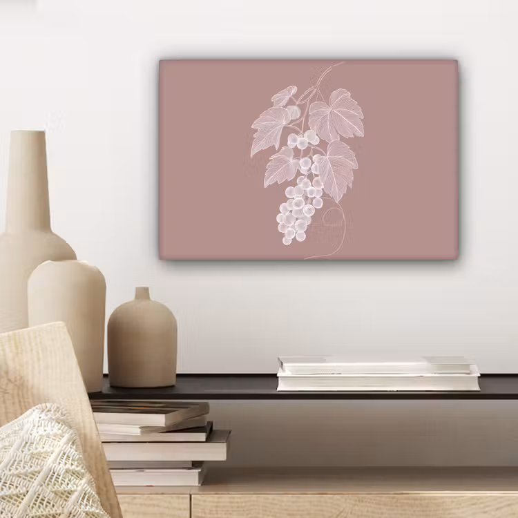 Tros - Druiven - Illustratie - Bladeren canvas 2cm klein -sfeer6