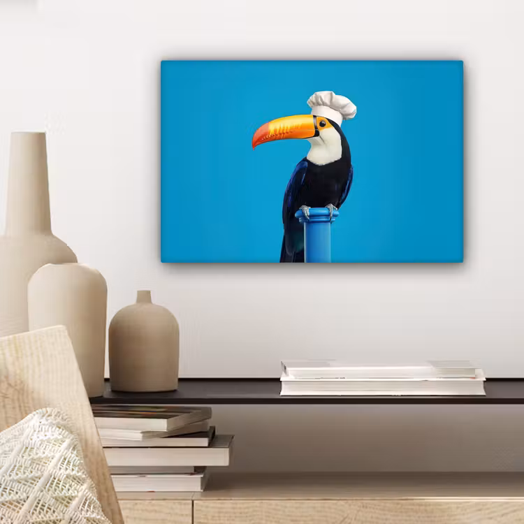 Tucan - Sokkel - Vogel - Koksmuts canvas 2cm klein -sfeer6