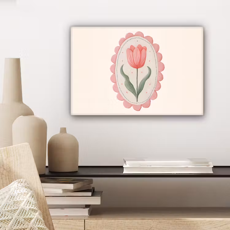 Tulp - Lijst - Ovaal - Illustratie canvas 2cm klein -sfeer6