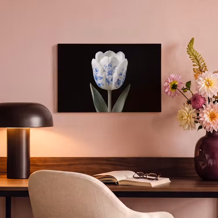Tulp - Patroon - Blauw canvas 2cm klein -sfeer4