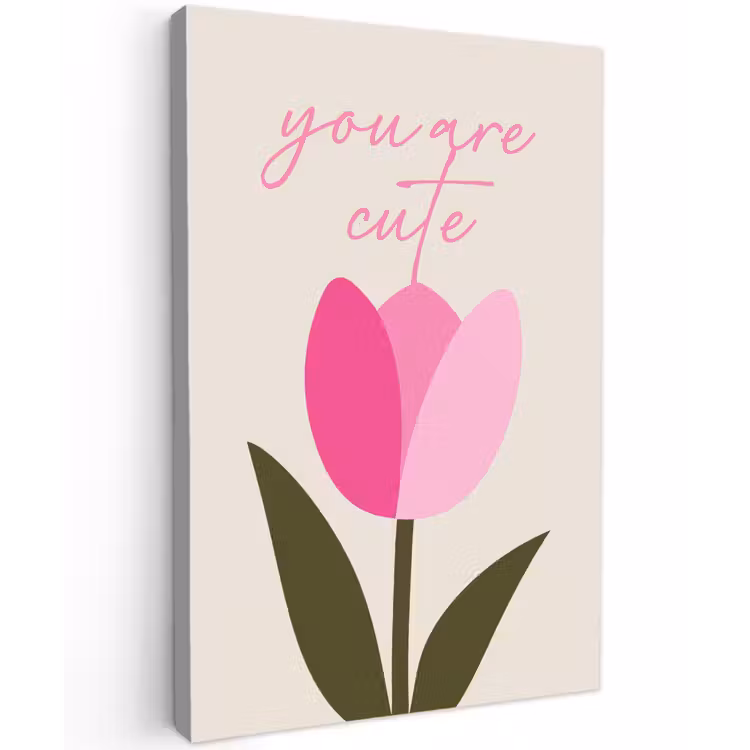 Tulp - Roze - Valentijn - Bloem canvas 2cm klein -z3d