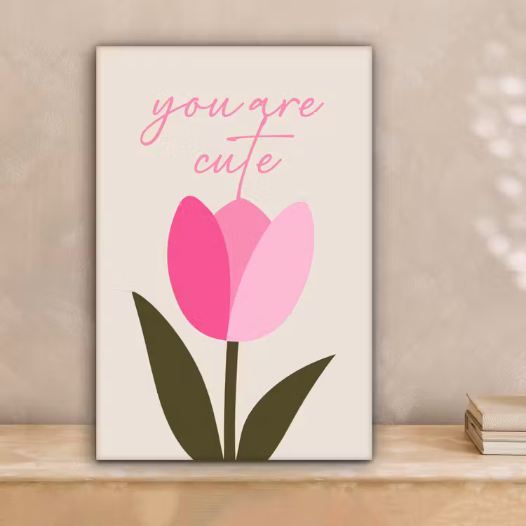 Tulp - Roze - Valentijn - Bloem canvas 2cm klein -sfeer1