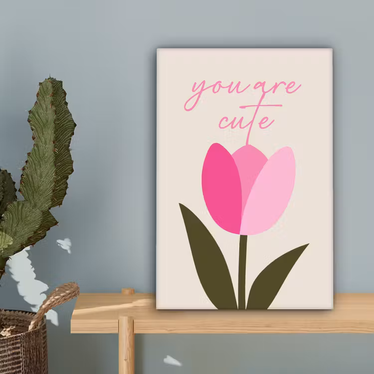 Tulp - Roze - Valentijn - Bloem canvas 2cm klein -sfeer4