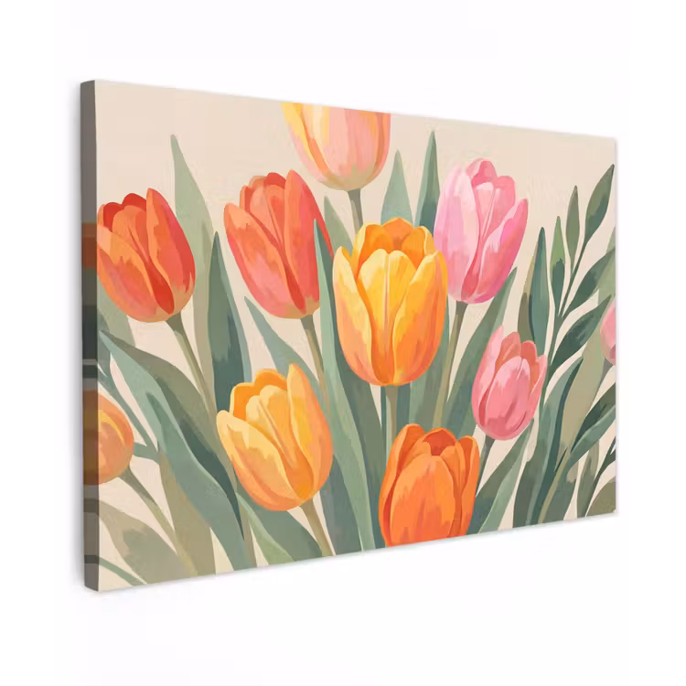 Tulpen - Abstract - Kleurrijk canvas 2cm klein -z3d