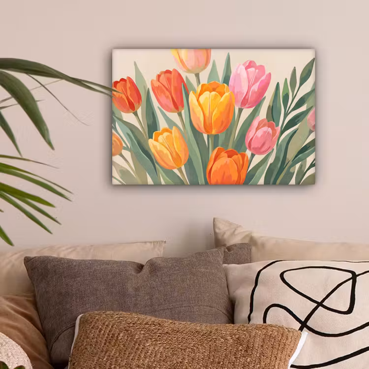 Tulpen - Abstract - Kleurrijk canvas 2cm klein -sfeer1
