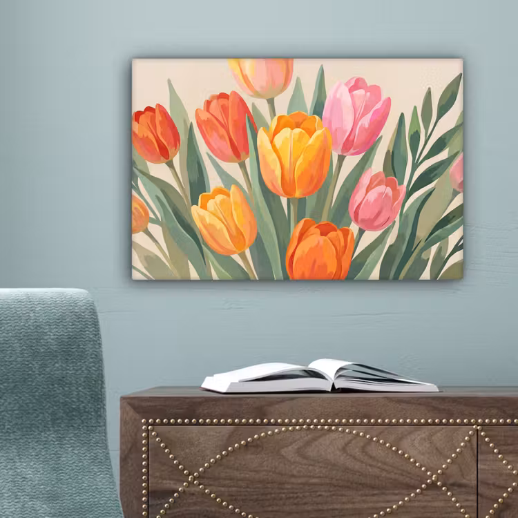 Tulpen - Abstract - Kleurrijk canvas 2cm klein -sfeer4