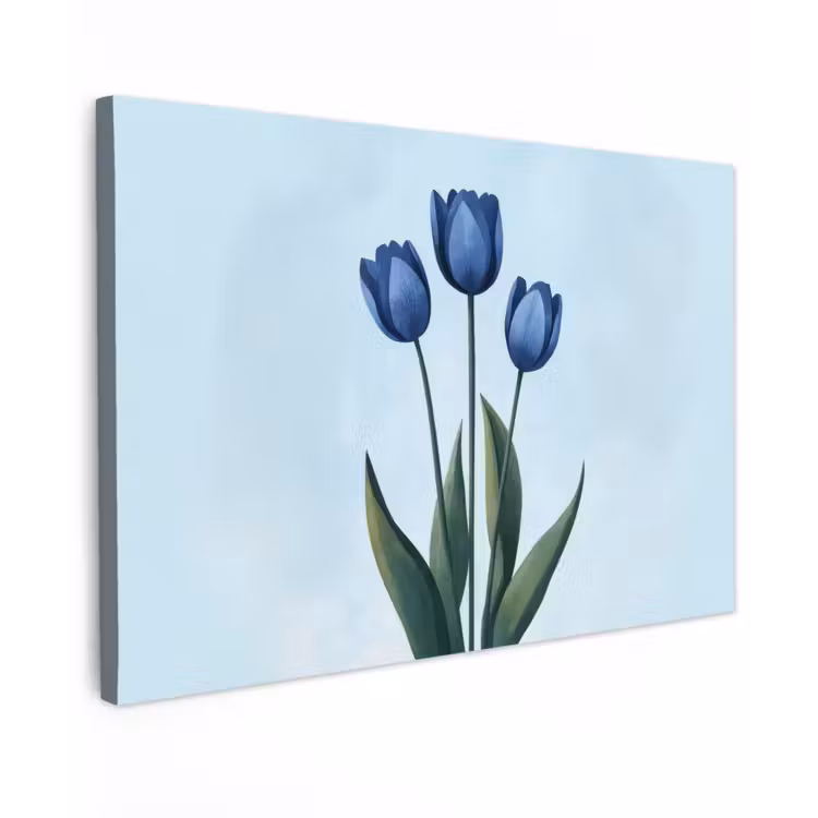 Tulpen - Blauw - Bladeren canvas 2cm klein -z3d