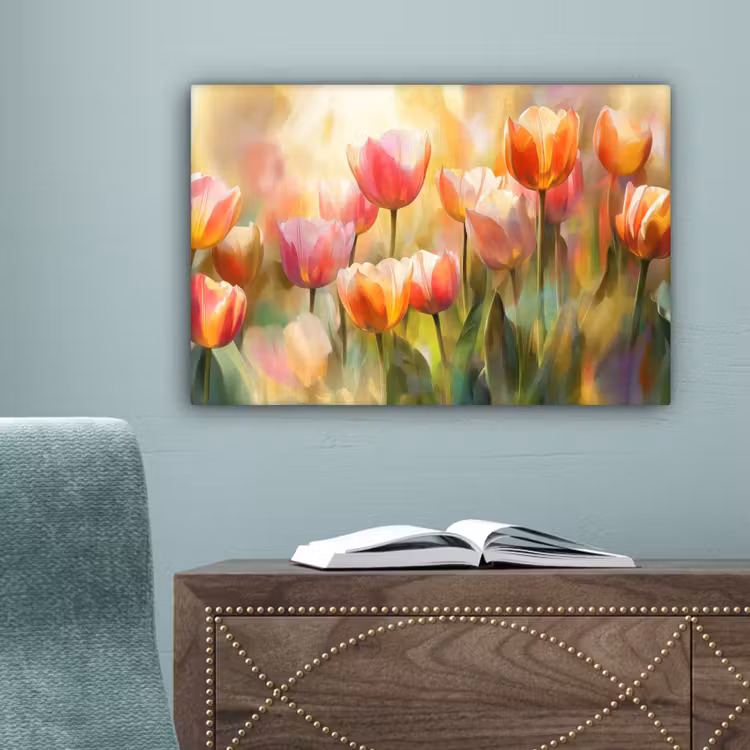 Tulpen - Sprookjesachtig - Kleurrijk canvas 2cm klein -sfeer4
