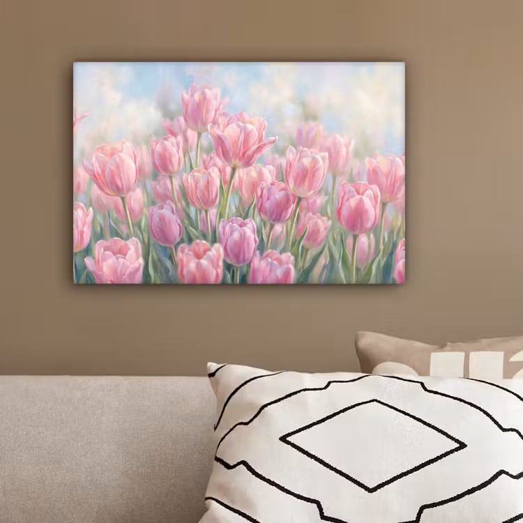 Tulpen - Veld - Lente - Roze canvas 2cm klein -sfeer3