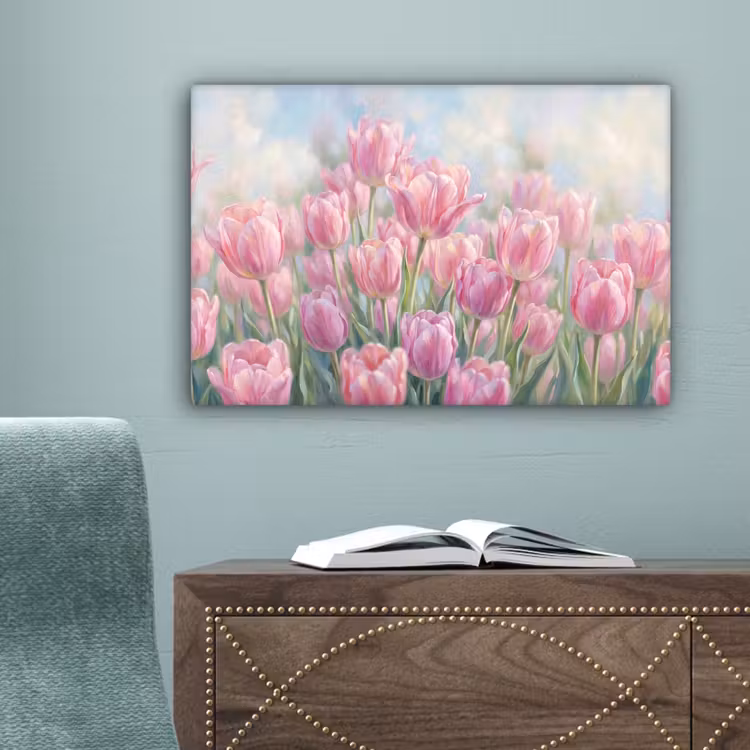 Tulpen - Veld - Lente - Roze canvas 2cm klein -sfeer4