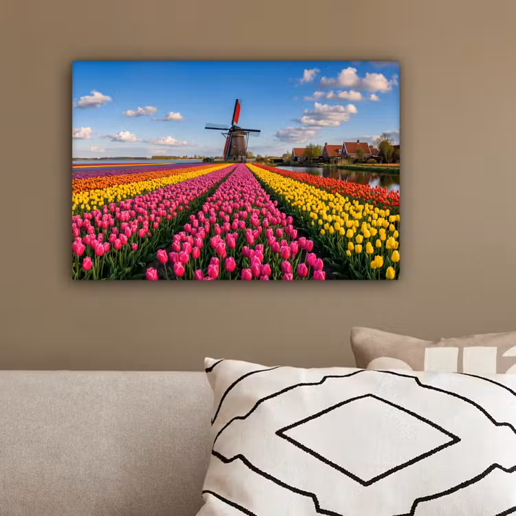 Tulpen - Holland - Molen - Kleurrijk canvas 2cm klein -sfeer3