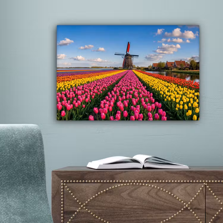 Tulpen - Holland - Molen - Kleurrijk canvas 2cm klein -sfeer4