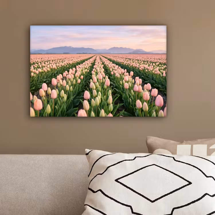 Tulpen - Landschap - Roze canvas 2cm klein -sfeer3